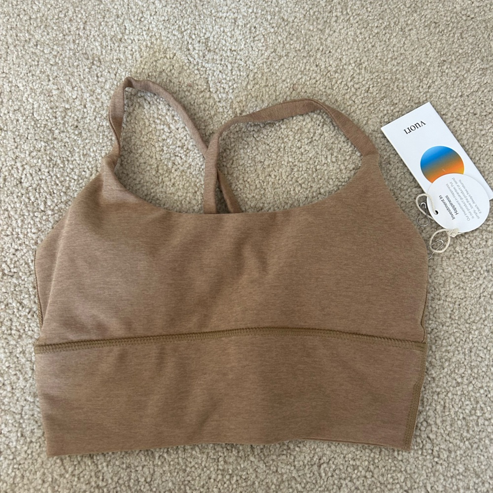 Vuori long line elevation bra wheat heather xs